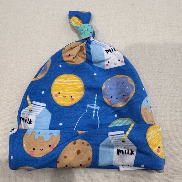 Little Sleepies Blue Cookie & Milk Printed Knot Baby Hat - Picture 2 of 2